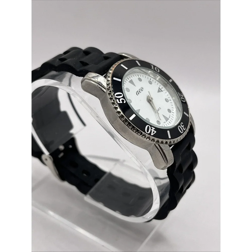 American‎ Eagle Outfitters Women's Quartz Watch Black Silicone Band- New Battery